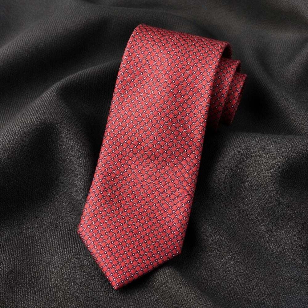 Cerruti CXIII Red Micro Geometric Pattern Silk Tie